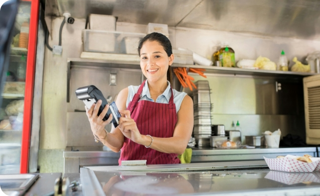 Traiteuse dans un food truck